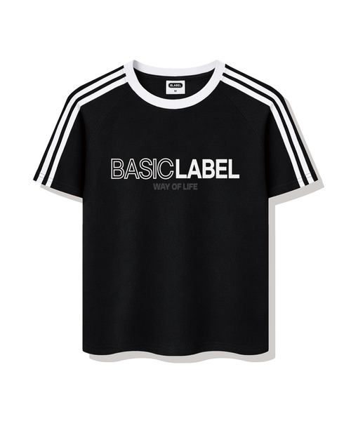 BASIC LABEL（ベーシックラベル）の「Onlyway Oversized fit track short-sleeved T-shirt 4 Color [BLSE_3002]（Tシャツ/カットソー・レディース・クリーム/ブラック/ホワイト×ブラック/ホワイト×グリーン・SMALL/MEDIUM/LARGE/X-LARGE）」の3枚目の写真