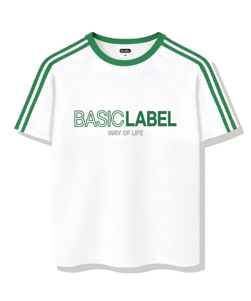 BASIC LABEL（ベーシックラベル）の「Onlyway Oversized fit track short-sleeved T-shirt 4 Color [BLSE_3002]（Tシャツ/カットソー・レディース・クリーム/ブラック/ホワイト×ブラック/ホワイト×グリーン・SMALL/MEDIUM/LARGE/X-LARGE）」の10枚目の写真