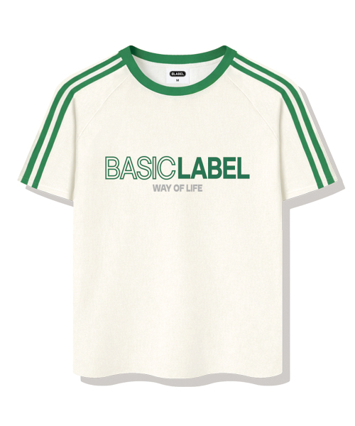 BASIC LABEL（ベーシックラベル）の「Onlyway Oversized fit track short-sleeved T-shirt 4 Color [BLSE_3002]（Tシャツ/カットソー・レディース・クリーム/ブラック/ホワイト×ブラック/ホワイト×グリーン・SMALL/MEDIUM/LARGE/X-LARGE）」の11枚目の写真
