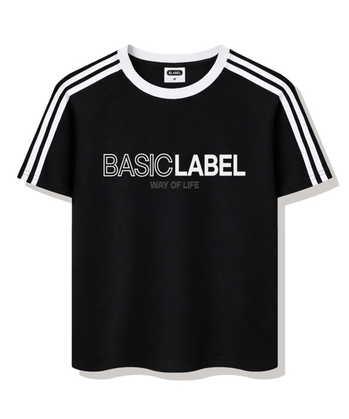 BASIC LABEL（ベーシックラベル）の「Onlyway Oversized fit track short-sleeved T-shirt 4 Color [BLSE_3002]（Tシャツ/カットソー・レディース・クリーム/ブラック/ホワイト×ブラック/ホワイト×グリーン・SMALL/MEDIUM/LARGE/X-LARGE）」の12枚目の写真