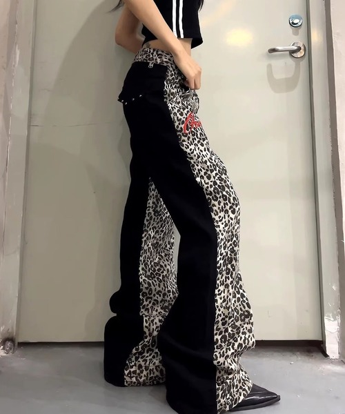 SHEENA（シーナ）の「刺繍ロゴレオパードバイカラールーズパンツ（その他パンツ・レディース・ブラック・M/S/L）」の6枚目の写真