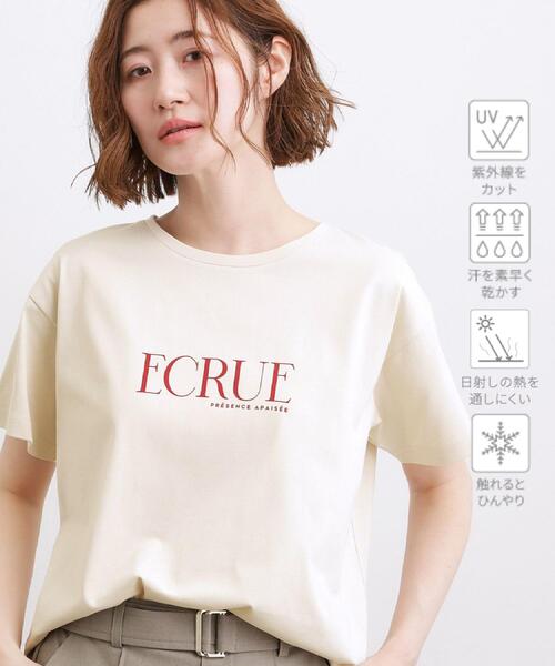 grove(グローブ)の「【遮熱/吸水速乾/接触冷感/UVカット】ベーシックロゴTシャツ(Tシャツ/カットソー・レディース・ピンク/ダークグレー/オフホワイト/ライトベージュ・01/02/03/04/05)」の3枚目の写真