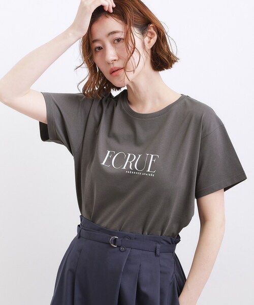 grove(グローブ)の「【遮熱/吸水速乾/接触冷感/UVカット】ベーシックロゴTシャツ(Tシャツ/カットソー・レディース・ピンク/ダークグレー/オフホワイト/ライトベージュ・01/02/03/04/05)」の2枚目の写真