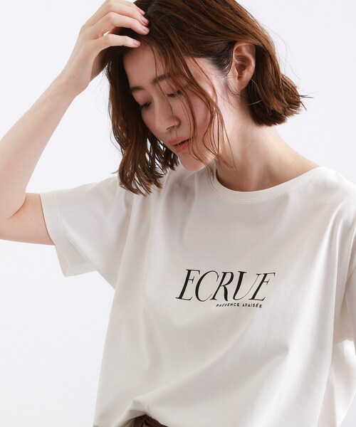 grove(グローブ)の「【遮熱/吸水速乾/接触冷感/UVカット】ベーシックロゴTシャツ(Tシャツ/カットソー・レディース・ピンク/ダークグレー/オフホワイト/ライトベージュ・01/02/03/04/05)」の5枚目の写真
