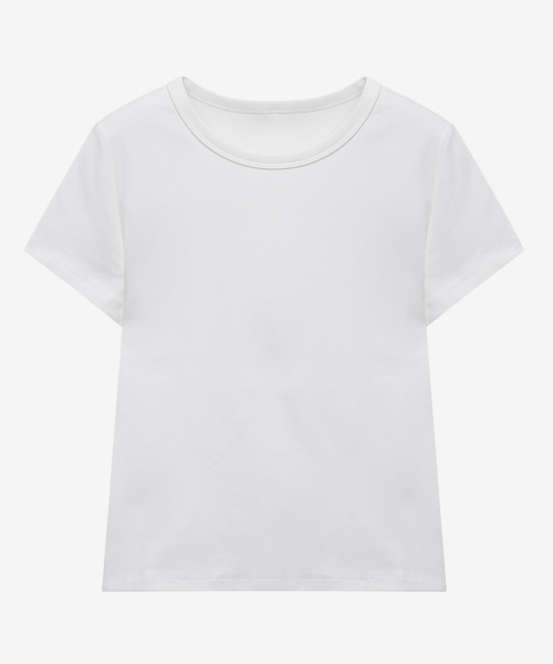 MIND BRIDGE WOMEN（マインドブリッジウーマン）の「[ON][W]ラウンドネックスリムフィットデイリーハーフスリーブTシャツ - 3カラー（Tシャツ/カットソー・レディース・ブラック/グレー/ホワイト・55/66）」の7枚目の写真