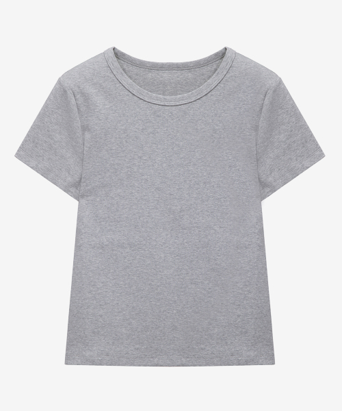 MIND BRIDGE WOMEN（マインドブリッジウーマン）の「[ON][W]ラウンドネックスリムフィットデイリーハーフスリーブTシャツ - 3カラー（Tシャツ/カットソー・レディース・ブラック/グレー/ホワイト・55/66）」の9枚目の写真