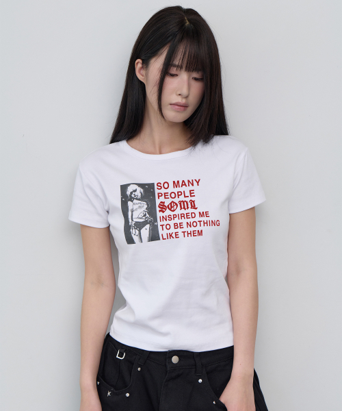 5OML(オーオーエムエル)の「ピープルスリムショートスリーブホワイト(Tシャツ/カットソー・レディース・ホワイト・FREE)」の1枚目の写真
