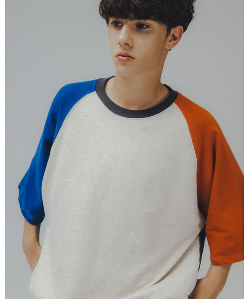 ANGLAN(アングラン)の「Palette Raglan Half Sweat Shirt - Oatmeal(Tシャツ/カットソー・メンズ・その他・1/2)」の2枚目の写真