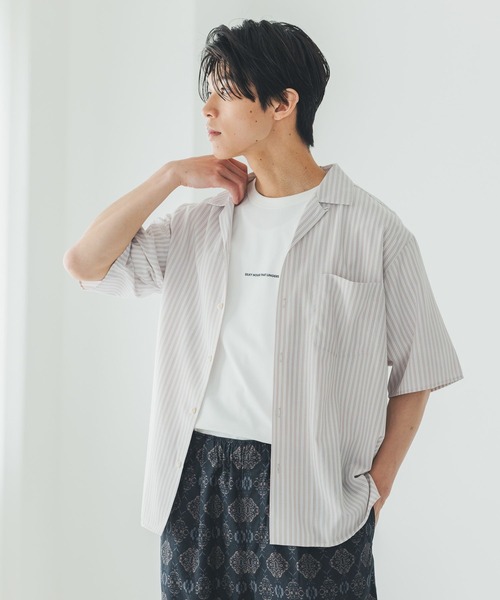 GLOBAL WORK(グローバルワーク)の「サラサマ開襟シャツ/半袖/812581(シャツ/ブラウス・メンズ・ストライプ/ライトブルー/チャコールグレー・SMALL/MEDIUM/LARGE/X-LARGE)」の3枚目の写真