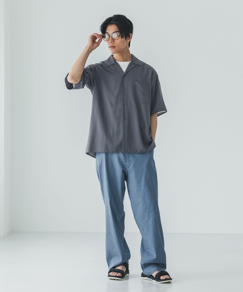 GLOBAL WORK(グローバルワーク)の「サラサマ開襟シャツ/半袖/812581(シャツ/ブラウス・メンズ・ストライプ/ライトブルー/チャコールグレー・SMALL/MEDIUM/LARGE/X-LARGE)」の4枚目の写真