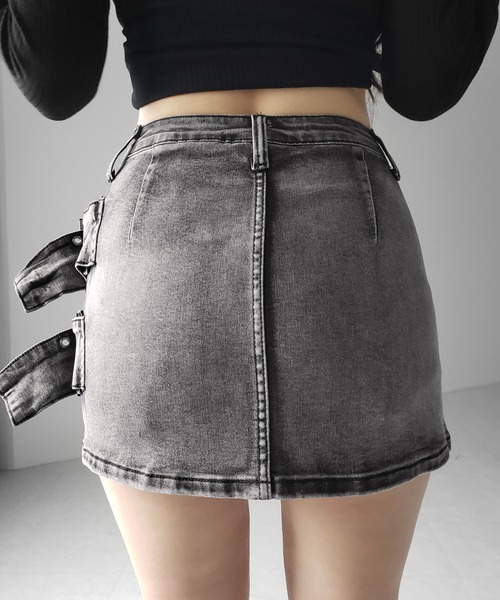 me+em select(ミームセレクト)の「【 インパン裏地付 】ダブルハトメベルトヴィンテージデニムミニスカート / Double eyelet belt vintage denim mini skirt(デニムスカート・レディース・ブラック・LARGE/MEDIUM/SMALL)」の12枚目の写真