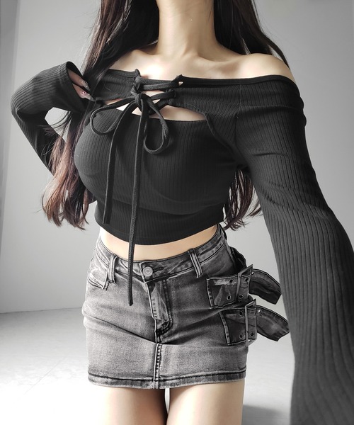 me+em select(ミームセレクト)の「【 インパン裏地付 】ダブルハトメベルトヴィンテージデニムミニスカート / Double eyelet belt vintage denim mini skirt(デニムスカート・レディース・ブラック・LARGE/MEDIUM/SMALL)」の16枚目の写真