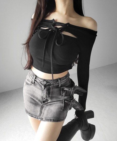me+em select(ミームセレクト)の「【 インパン裏地付 】ダブルハトメベルトヴィンテージデニムミニスカート / Double eyelet belt vintage denim mini skirt(デニムスカート・レディース・ブラック・LARGE/MEDIUM/SMALL)」の20枚目の写真