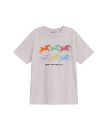 THEMUSEUMVISITOR（ザミュージアムビジター）の「DOT HORSE GRAPHIC T-SHIRT (PINK MELANGE)（Tシャツ/カットソー）」