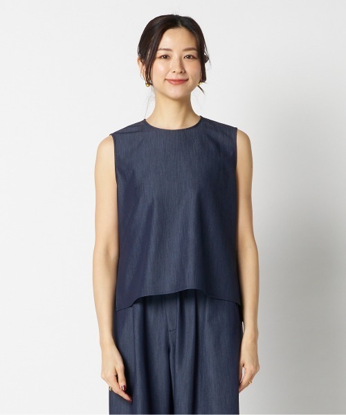 HELIOPOLE（エリオポール）の「DENIM SLEEVELESS BLOUSE / デニムスリーブレスシャツ（シャツ/ブラウス・レディース・ブルー/ダークブルー・38）」の10枚目の写真