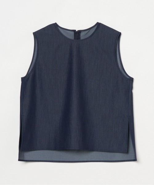 HELIOPOLE（エリオポール）の「DENIM SLEEVELESS BLOUSE / デニムスリーブレスシャツ（シャツ/ブラウス・レディース・ブルー/ダークブルー・38）」の9枚目の写真