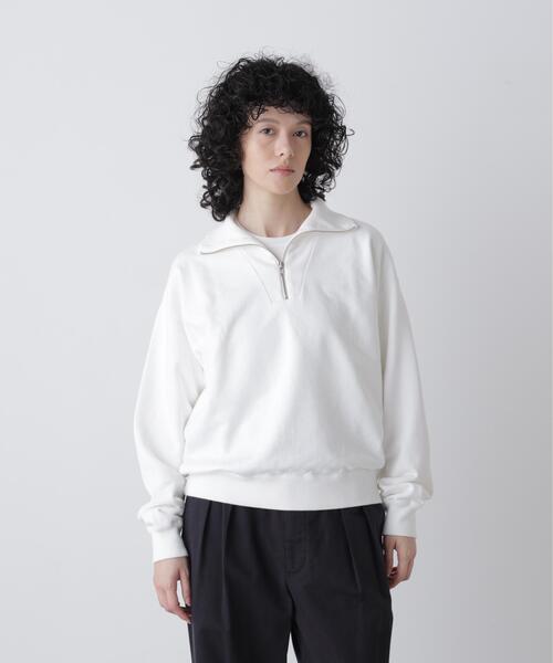 Y(ワイ)の「Y / ORGANIC COTTON BLEND HEAVY WEIGHT FLEECE HALF ZIP(スウェット・メンズ・ネイビー/ホワイト・LARGE)」の1枚目の写真