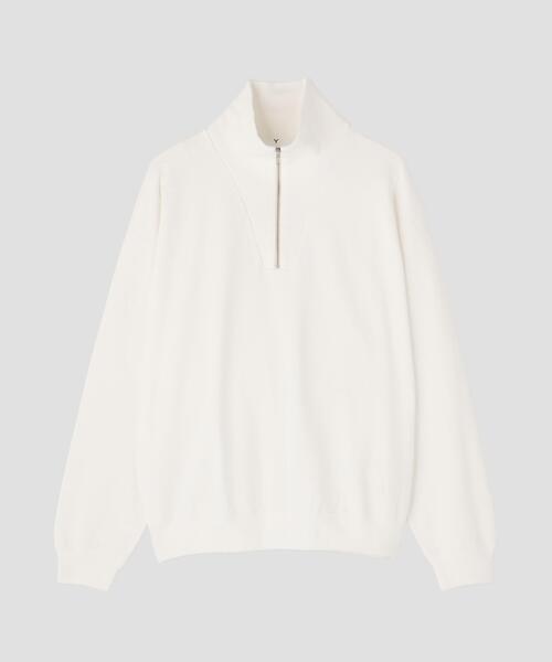 Y(ワイ)の「Y / ORGANIC COTTON BLEND HEAVY WEIGHT FLEECE HALF ZIP(スウェット・メンズ・ネイビー/ホワイト・LARGE)」の7枚目の写真