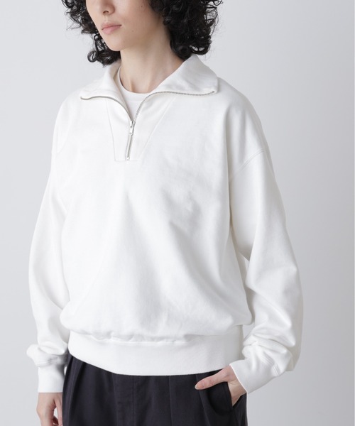 Y(ワイ)の「Y / ORGANIC COTTON BLEND HEAVY WEIGHT FLEECE HALF ZIP(スウェット・メンズ・ネイビー/ホワイト・LARGE)」の17枚目の写真
