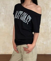 【WEB限定】ビッグロゴワンショルTシャツ［骨格ウェーブ／カジュアル／韓国ファッション］