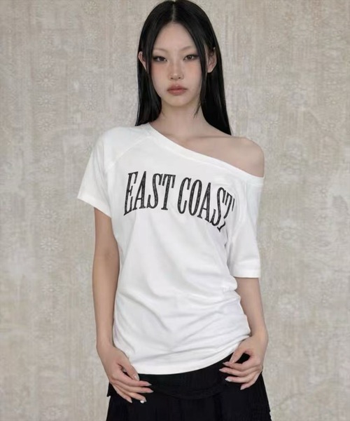 STAY MOTION（ステイモーション）の「【WEB限定】ビッグロゴワンショルTシャツ［骨格ウェーブ／カジュアル／韓国ファッション］（Tシャツ/カットソー・レディース・サックスブルー/オフホワイト/ブラック・F）」の17枚目の写真