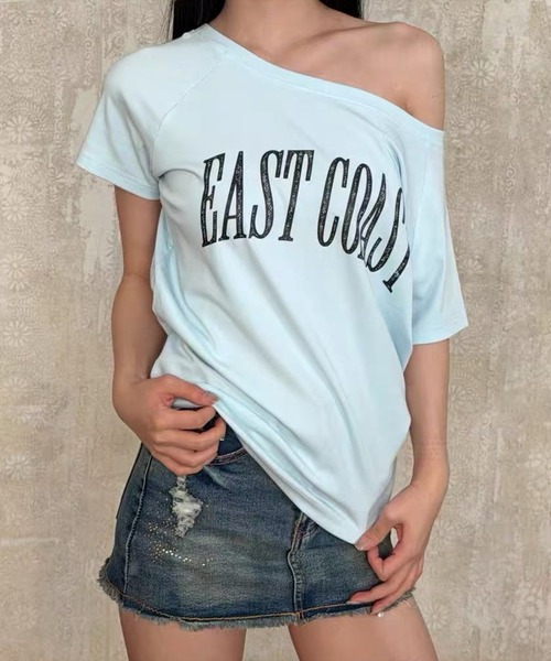 STAY MOTION（ステイモーション）の「【WEB限定】ビッグロゴワンショルTシャツ［骨格ウェーブ／カジュアル／韓国ファッション］（Tシャツ/カットソー・レディース・サックスブルー/オフホワイト/ブラック・F）」の15枚目の写真