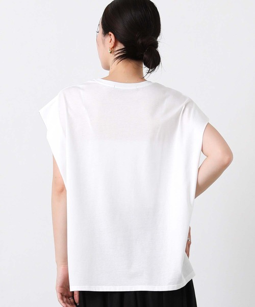 Gready Brilliant(グレディブリリアン)の「レースドッキングフレンチスリーブ(Tシャツ/カットソー・レディース・チャコールグレー/オフホワイト・FREE)」の11枚目の写真