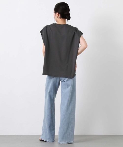 Gready Brilliant(グレディブリリアン)の「レースドッキングフレンチスリーブ(Tシャツ/カットソー・レディース・チャコールグレー/オフホワイト・FREE)」の15枚目の写真