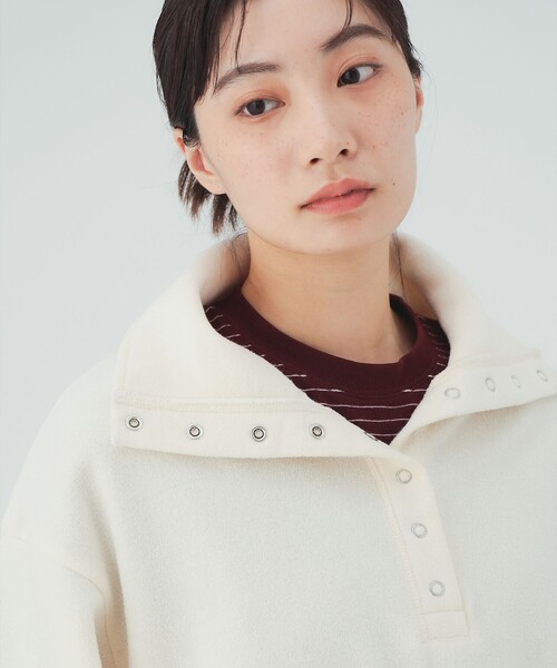BEAMS HEART（ビームスハート）の「ハーフスナップ スウェット ワンピース（ワンピース・レディース・グレー/オフホワイト/チャコールグレー・FREE）」の7枚目の写真