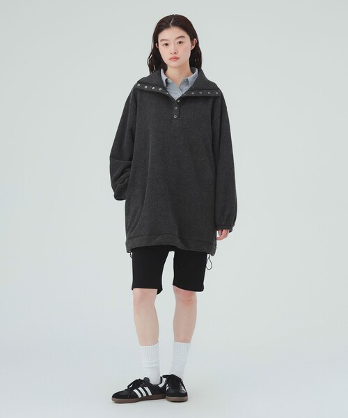 BEAMS HEART（ビームスハート）の「ハーフスナップ スウェット ワンピース（ワンピース・レディース・グレー/オフホワイト/チャコールグレー・FREE）」の12枚目の写真