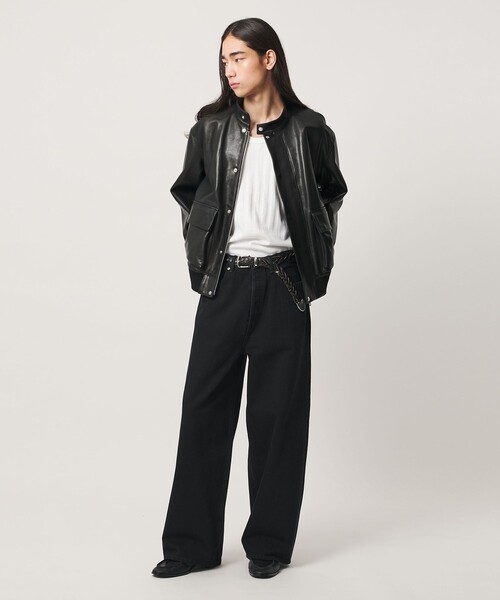 MONKEY TIME(モンキータイム)の「シープ レザー リブ ジャケット(ブルゾン・メンズ・ブラック・S/M/L/XL)」の17枚目の写真