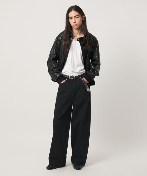 MONKEY TIME(モンキータイム)の「シープ レザー リブ ジャケット(ブルゾン・メンズ・ブラック・S/M/L/XL)」の18枚目の写真