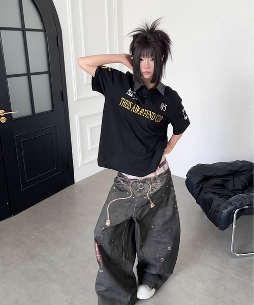 GEMEDA（ジェメダ）の「Y2kプリントデニムパンツ（デニムパンツ・レディース・ベージュ/ダークグレー・M/S）」の19枚目の写真