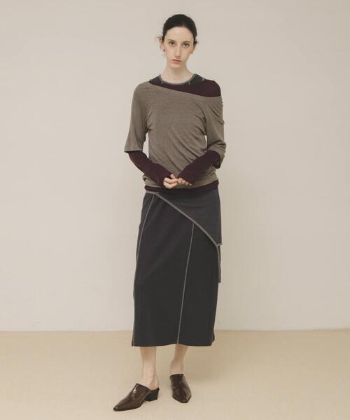 LAATO(ラート)の「layered color tee(Tシャツ/カットソー・レディース・レッド/イエロー/グレー・FREE)」の2枚目の写真