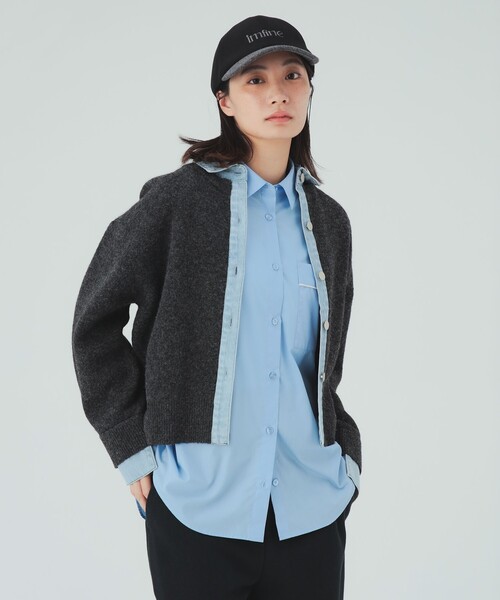 BEAMS HEART(ビームスハート)の「デニムレイヤード風 ニットカーディガン(カーディガン/ボレロ・レディース・チャコールグレー/ネイビー/グレー・FREE)」の10枚目の写真