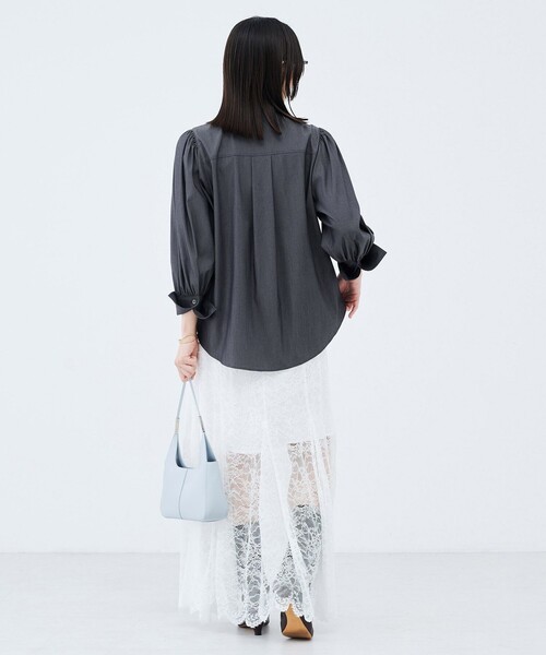 NOLLEY’S Sophi(ノーリーズソフィ)の「《セットアップ対応》ウォッシャブルバイオツイルボウタイブラウス(シャツ/ブラウス・レディース・チャコールグレー/ベビーピンク・38/36)」の9枚目の写真