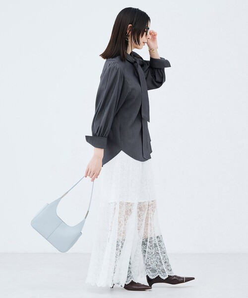 NOLLEY’S Sophi(ノーリーズソフィ)の「《セットアップ対応》ウォッシャブルバイオツイルボウタイブラウス(シャツ/ブラウス・レディース・チャコールグレー/ベビーピンク・38/36)」の11枚目の写真
