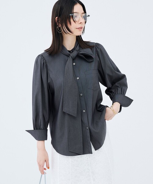 NOLLEY’S Sophi(ノーリーズソフィ)の「《セットアップ対応》ウォッシャブルバイオツイルボウタイブラウス(シャツ/ブラウス・レディース・チャコールグレー/ベビーピンク・38/36)」の14枚目の写真