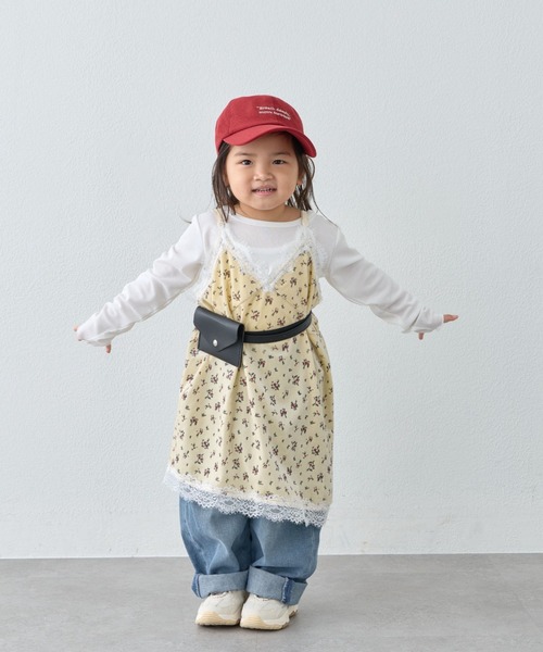 CIAOPANIC TYPY(チャオパニックティピー)の「【KIDS・ZOZO限定】フラワープリントレースベロアアシメキャミチュニック(チュニック・キッズ・ブラック/ブラウン/アイボリー・150/130/110)」の7枚目の写真