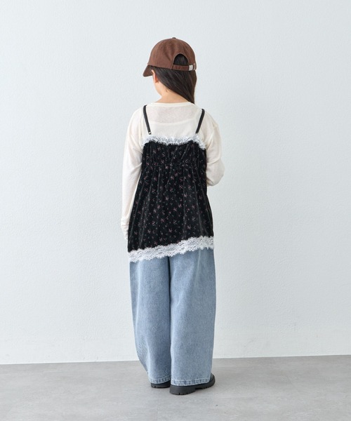 CIAOPANIC TYPY(チャオパニックティピー)の「【KIDS・ZOZO限定】フラワープリントレースベロアアシメキャミチュニック(チュニック・キッズ・ブラック/ブラウン/アイボリー・150/130/110)」の13枚目の写真