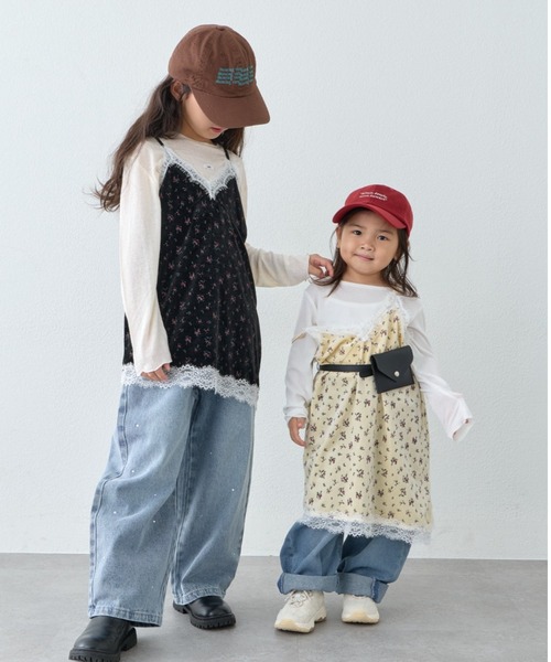 CIAOPANIC TYPY(チャオパニックティピー)の「【KIDS・ZOZO限定】フラワープリントレースベロアアシメキャミチュニック(チュニック・キッズ・ブラック/ブラウン/アイボリー・150/130/110)」の15枚目の写真