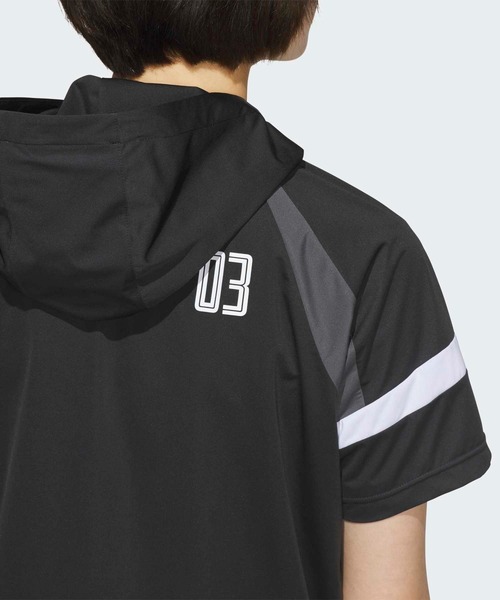 adidas(アディダス)の「ハーフジップ フード付きアノラックジャケット 半袖 / ハーフジップ【adidas Golf/アディダスゴルフ】(ブルゾン・レディース・ブラック・X-SMALL/X-LARGE/SMALL/MEDIUM/LARGE/XX-LARGE)」の4枚目の写真