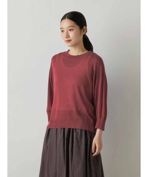 MidiUmi(ミディウミ)の「MidiUmi シアーニットプルオーバー(ニット/セーター・レディース・チャコールグレー/ベージュ/オレンジ・FREE)」の8枚目の写真