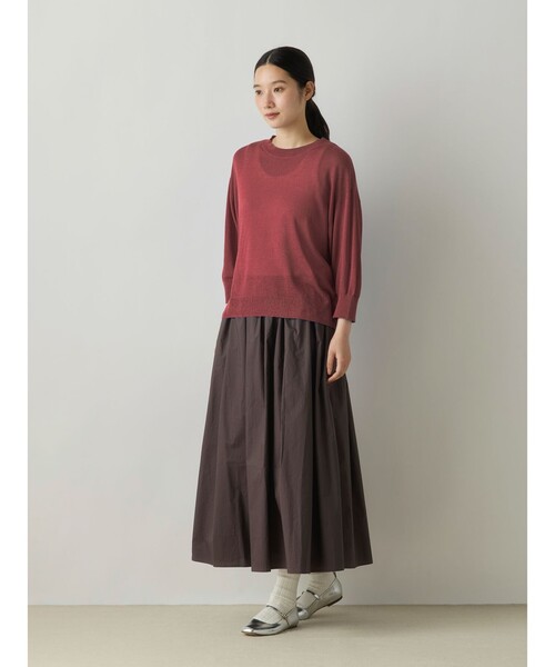 MidiUmi(ミディウミ)の「MidiUmi シアーニットプルオーバー(ニット/セーター・レディース・チャコールグレー/ベージュ/オレンジ・FREE)」の12枚目の写真