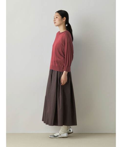 MidiUmi(ミディウミ)の「MidiUmi シアーニットプルオーバー(ニット/セーター・レディース・チャコールグレー/ベージュ/オレンジ・FREE)」の13枚目の写真