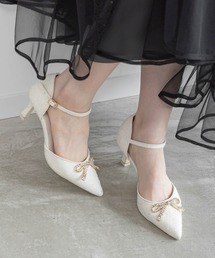 セール】【HEART COLLECTION】シフォンリボンハートミュールパンプス