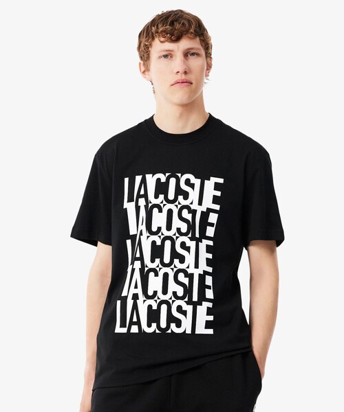 LACOSTE(ラコステ)の「リピートロゴプリントコットンTシャツ(Tシャツ/カットソー・メンズ・ホワイト/ブラック/ライトブルー・2/3/4/5)」の2枚目の写真