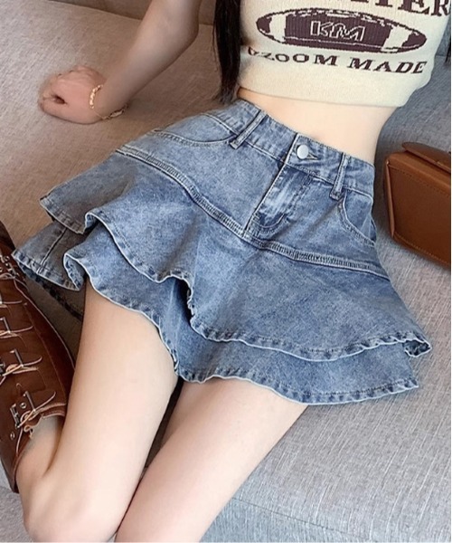 HALEY PESCA(ヘーリーペスカ)の「HALEY PESCA/デニムフリルミニスカート(デニムスカート・レディース・ブルー・SMALL/MEDIUM/LARGE)」の2枚目の写真