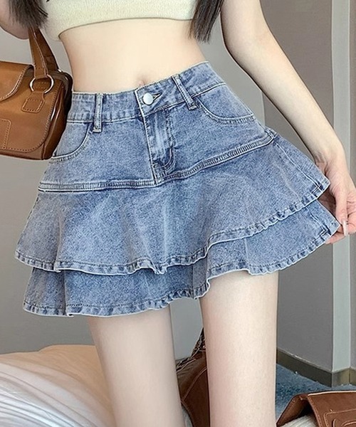HALEY PESCA(ヘーリーペスカ)の「HALEY PESCA/デニムフリルミニスカート(デニムスカート・レディース・ブルー・SMALL/MEDIUM/LARGE)」の4枚目の写真