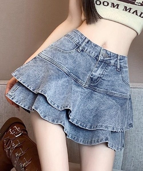 HALEY PESCA(ヘーリーペスカ)の「HALEY PESCA/デニムフリルミニスカート(デニムスカート・レディース・ブルー・SMALL/MEDIUM/LARGE)」の6枚目の写真